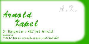 arnold kapel business card